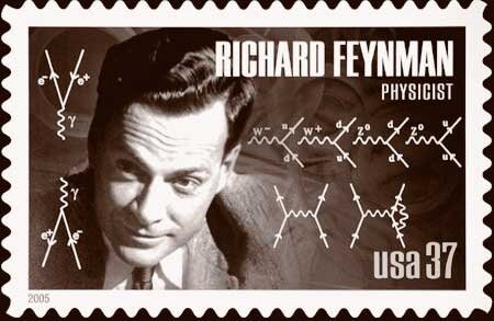 Five (5) unused postage stamps - American Scientists: Richard Feynman // 37 cent stamps // face value 1.85