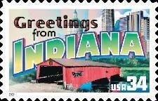 Five (5) unused postage stamps - Greetings from Indiana // 34 cent stamps // face value 1.70