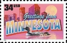 Five (5) unused postage stamps - Greetings from Minnesota // 34 cent stamps // face value 1.70