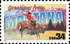 Five (5) unused postage stamps - Greetings from Montana // 34 cent stamps // face value 1.70