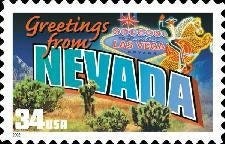 Five (5) unused postage stamps - Greetings from Nevada // 34 cent stamps // face value 1.70