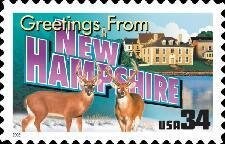 Five (5) unused postage stamps - Greetings from New Hampshire // 34 cent stamps // face value 1.70