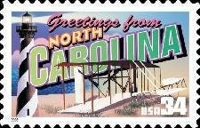 Five (5) unused postage stamps - Greetings from North Carolina // 34 cent stamps // face value 1.70