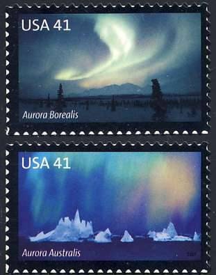 Four (4) unused postage stamps - Polar Lights // 41 cent stamps // Face value 1.64