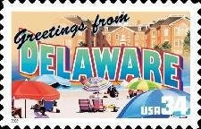 Five (5) unused postage stamps - Greetings from Delaware // 34 cent stamps // face value 1.70