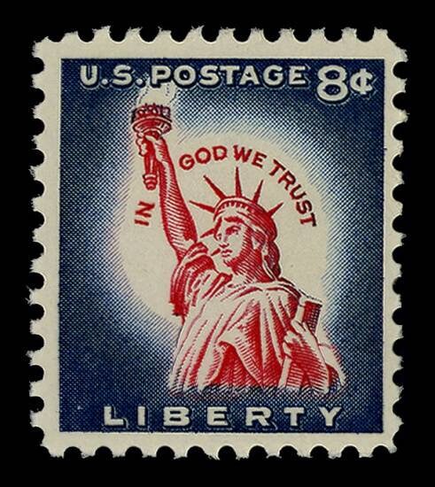 Five (5) unused US postage stamps - Statue of Liberty // 8 cent stamps // Face value 0.40