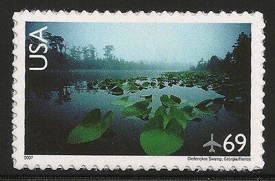 Five (5) vintage unused postage stamps - Air mail: landscape, Okefenokee Swamp // 69 cent stamps // Face value 3.45