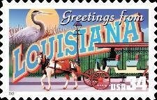 Five (5) unused postage stamps - Greetings from Louisiana // 34 cent stamps // face value 1.70