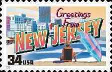 Five (5) unused postage stamps - Greetings from New Jersey // 34 cent stamps // face value 1.70