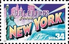 Five (5) unused postage stamps - Greetings from New York // 34 cent stamps // face value 1.70