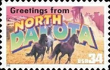 Five (5) unused postage stamps - Greetings from North Dakota // 34 cent stamps // face value 1.70