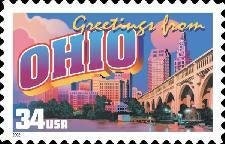 Five (5) unused postage stamps - Greetings from Ohio // 34 cent stamps // face value 1.70