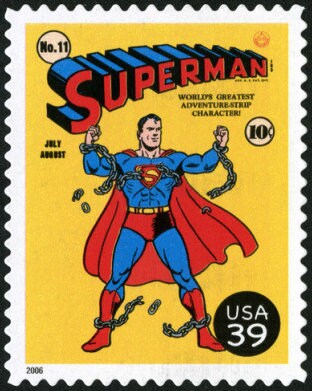 One (1) unused postage stamp - Super Heroes, DC comics // Superman // 39 cent stamp