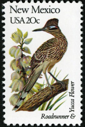 Five (5) vintage unused postage stamps - New Mexico state bird and flower // 20 cent stamps // Face value 1.00