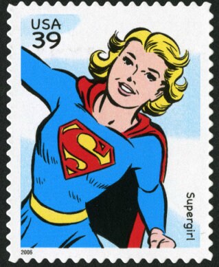 One (1) unused postage stamp - Super Heroes, DC comics // Supergirl // 39 cent stamp