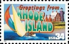 Five (5) unused postage stamps - Greetings from Rhode Island // 34 cent stamps // face value 1.70