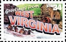 Five (5) unused postage stamps - Greetings from West Virginia // 34 cent stamps // face value 1.70