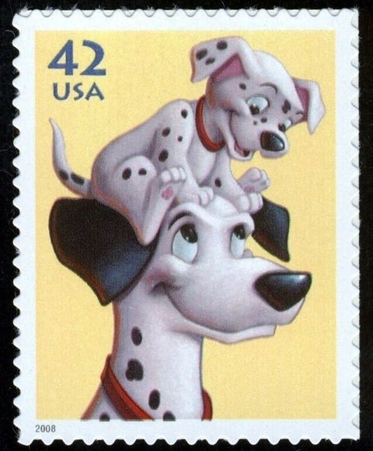 One (1) unused postage stamps - Disney - Imagination - 101 Dalmatians, Pongo and Pup // 42 cent stamp