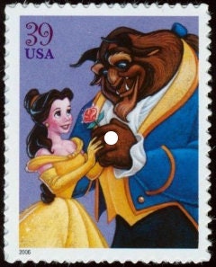 One (1) unused postage stamps - Disney Romance - Beauty and the Beast // 39 cent stamp