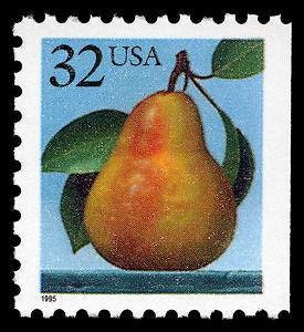 Five (5) vintage unused postage stamps - Pear // 32 cent stamps // face value 1.60