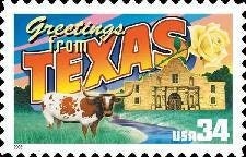 Five (5) unused postage stamps - Greetings from Texas // 34 cent stamps // face value 1.70