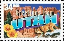 Five (5) unused postage stamps - Greetings from Utah // 34 cent stamps // face value 1.70