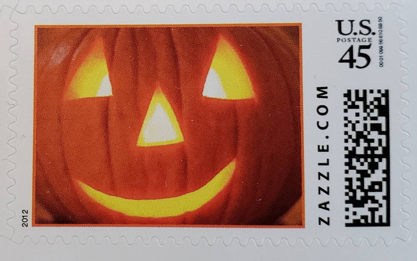 One (1) unused US postage stamp - Halloween pumpkin // 45 cent stamp