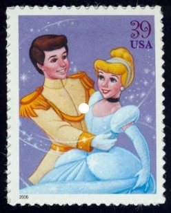 One (1) unused postage stamps - Disney Romance - Cinderella // 39 cent stamp