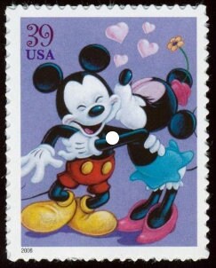 One (1) unused postage stamps - Disney Romance - Mickey and Minnie // 39 cent stamp