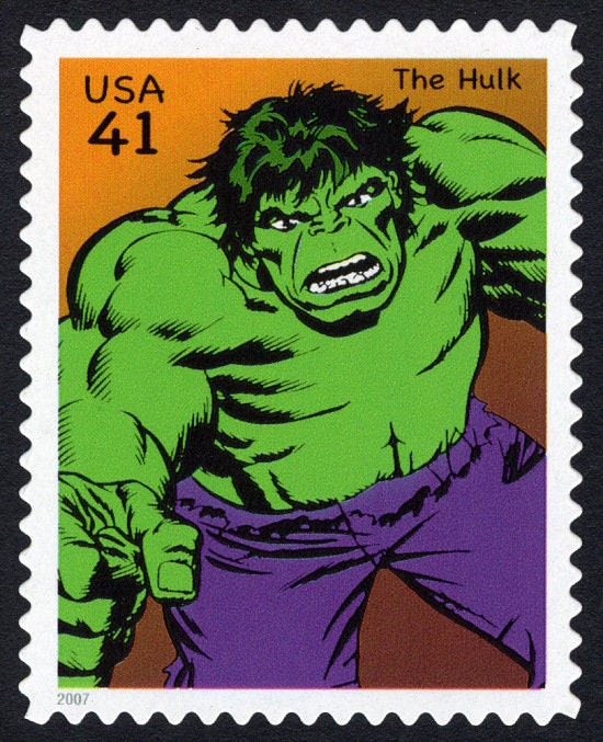 One (1) unused postage stamp - Super Heroes, Marvel comics, Chapter 2: The Hulk // 41 cent stamp