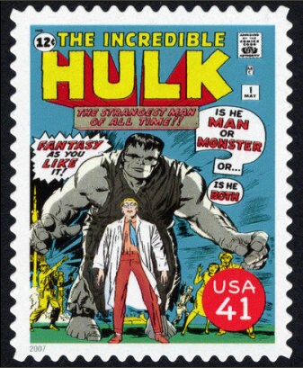 One (1) unused postage stamp - Super Heroes, Marvel comics, Chapter 2: The Hulk (first issue) // 41 cent stamp