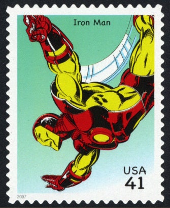 One (1) unused postage stamp - Super Heroes, Marvel comics, Chapter 2: Iron Man // 41 cent stamp