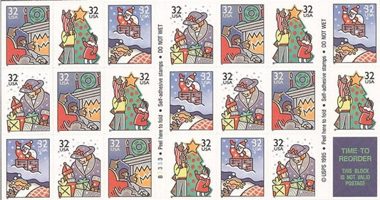 Twenty (20) vintage Christmas postage stamps - Holiday greetings // 32 cent stamps // face value 6.40