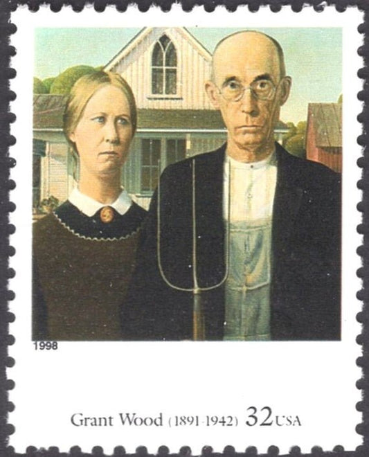 One (1) unused postage stamp - American Gothic // 32 cent stamp