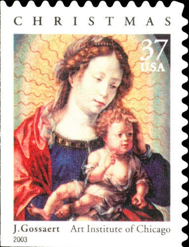 Twenty (20) unused postage stamps - Madonna and Child, Jan Gossaert // 37 cent stamps // Face value 7.40