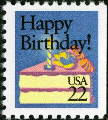 One (1) unused postage stamps - Happy birthday! // 22 cent stamp