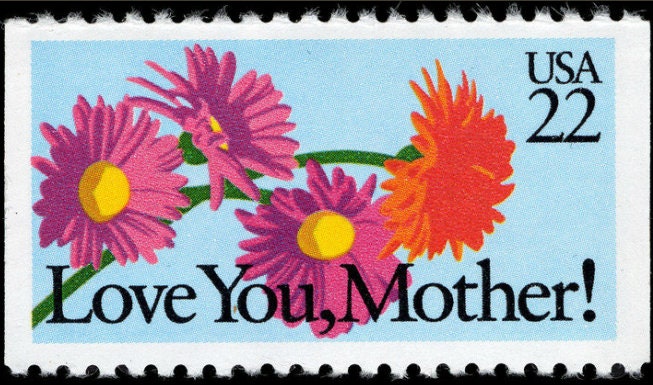 One (1) unused postage stamps - Love you, Mother! Mother's Day // 22 cent stamp