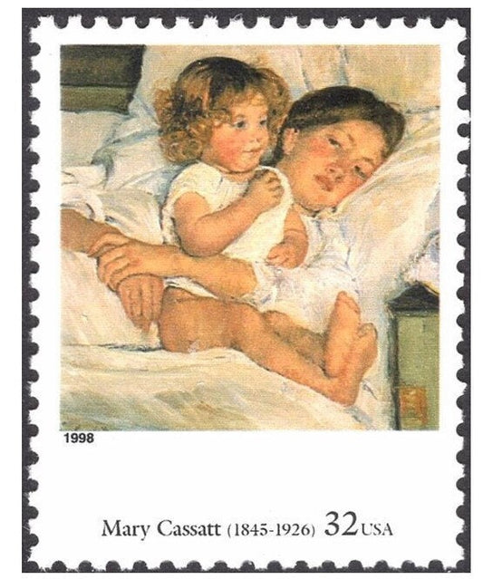 One (1) unused postage stamp - Mary Cassatt, "Breakfast in Bed" // 32 cent stamp