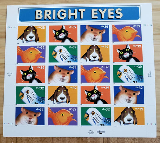 Twenty (20) unused postage stamps - Bright eyes (sheet) // 32 cent stamps // Face value 6.40