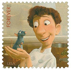 One (1) vintage unused postage stamps - Send a Hello: Ratatouille// 1 forever stamp