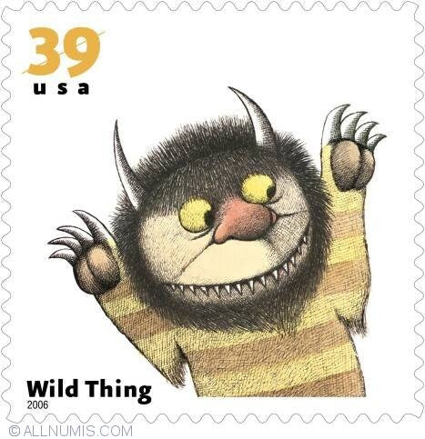 One (1) unused postage stamps - Favorite children's book animals: Wild Thing // 39 cent stamp