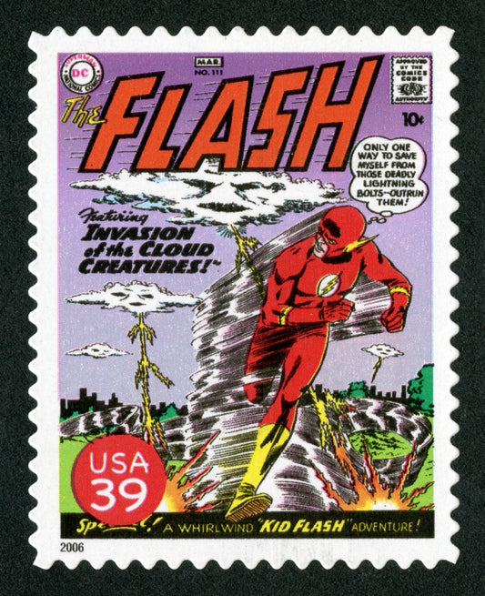 One (1) unused postage stamp - Super Heroes, DC comics // The Flash (first cover) // 39 cent stamp