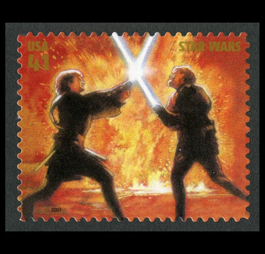 One (1) unused postage stamp - Star Wars: Obi-Wan Kenobi & Anakin Skywalker // 41 cent stamp