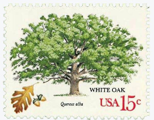 One (1) vintage unused postage stamps - Trees: white oak // 15 cent stamps