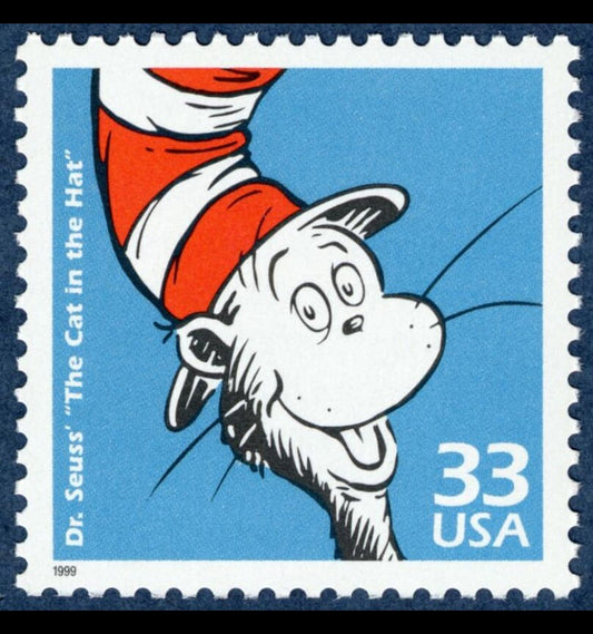 One (1) unused postage stamps - Dr Seuss: The Cat in the Hat // 33 cent stamp