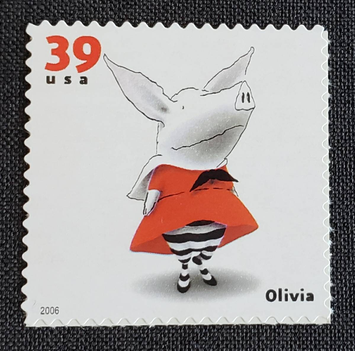 One (1) unused postage stamps - Favorite children's book animals: Olivia // 39 cent stamp