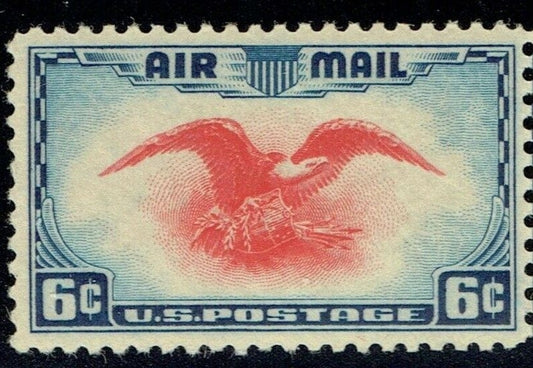 One (1) unused vintage US postage stamps - 1938 Eagle Holding Shield and Olive Branch // 6 cent stamp