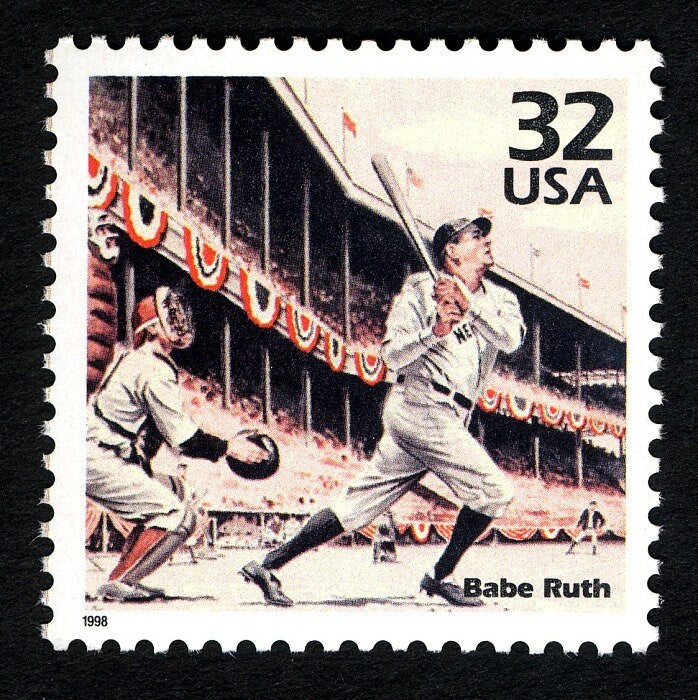 One (1) vintage unused postage stamp - Babe Ruth // 32 cent stamps