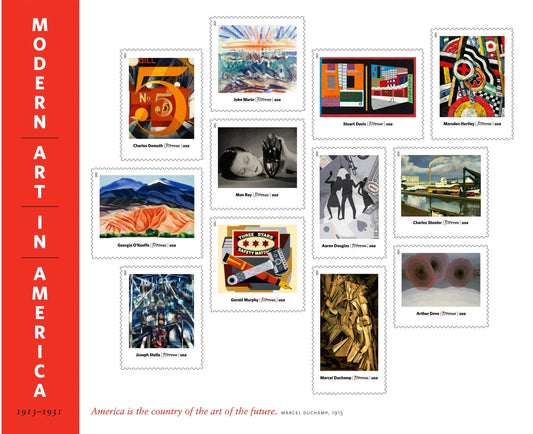 Twelve (12) stamps // Modern Art In America (sheet) // forever stamps