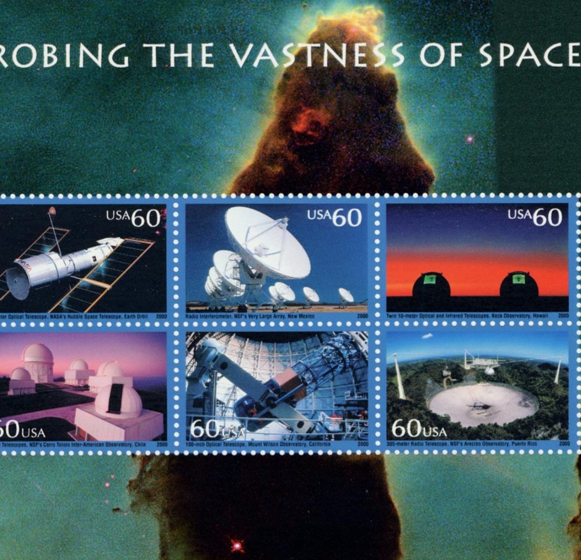 Six (6) vintage unused postage stamps - Probing the Vastness of Space // 60 cent stamps // Face value 3.60